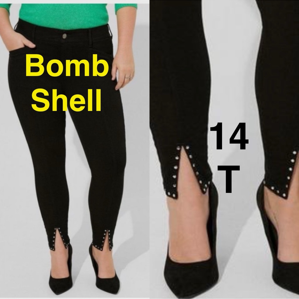 Torrid Bombshell Skinny Premium Stretch High-Rise Jean Black Studded 14t Tall